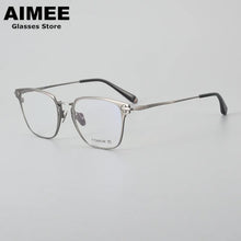 Carica l&#39;immagine nel visualizzatore di Gallery, Occhiali da vista quadrati da uomo in titanio puro ultraleggero con montatura per occhiali da vista da donna di marca giapponese lenti ottiche blu luce Gafas