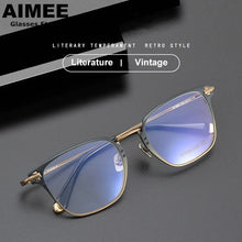 Carica l&#39;immagine nel visualizzatore di Gallery, Occhiali da vista quadrati da uomo in titanio puro ultraleggero con montatura per occhiali da vista da donna di marca giapponese lenti ottiche blu luce Gafas
