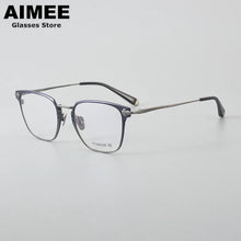 Carica l&#39;immagine nel visualizzatore di Gallery, Occhiali da vista quadrati da uomo in titanio puro ultraleggero con montatura per occhiali da vista da donna di marca giapponese lenti ottiche blu luce Gafas