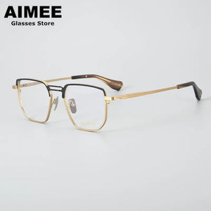 Ultra-light Pure Titanium Men's Business Square Glasses Frame Women Double-Beam Myopia Eyeglasses Optical Blue Light Lens Gafas