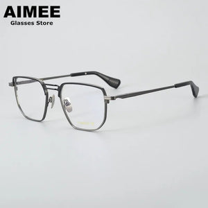 Ultra-light Pure Titanium Men's Business Square Glasses Frame Women Double-Beam Myopia Eyeglasses Optical Blue Light Lens Gafas