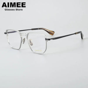 Ultra-light Pure Titanium Men's Business Square Glasses Frame Women Double-Beam Myopia Eyeglasses Optical Blue Light Lens Gafas