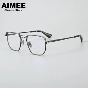 Ultra-light Pure Titanium Men's Business Square Glasses Frame Women Double-Beam Myopia Eyeglasses Optical Blue Light Lens Gafas