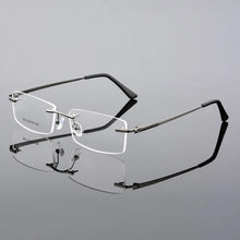 Load image into Gallery viewer, Ultra-light Rimless Alloy Glasses Farsighted Frame Diamond Cutting Myopia Frame Can Custom prescription Recipe Lense