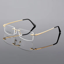 Load image into Gallery viewer, Ultra-light Rimless Alloy Glasses Farsighted Frame Diamond Cutting Myopia Frame Can Custom prescription Recipe Lense