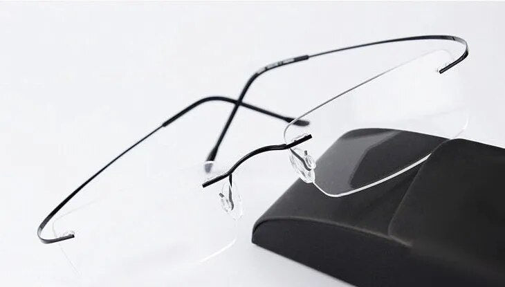 Ultra-light titanium rimless Optical frame men women brand eyeglasses frame eyewear frame for prescription glasses go with case