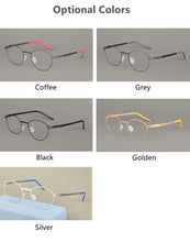Carica l&#39;immagine nel visualizzatore di Gallery, Ultralight Pure Handmade Round Glasses Frame Germany Men Myopia Prescription Eyeglasses Optical Lenses Women Spectacle Eyewear