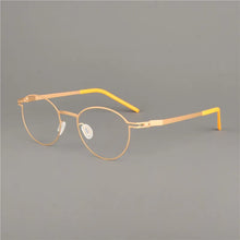 Carica l&#39;immagine nel visualizzatore di Gallery, Ultralight Pure Handmade Round Glasses Frame Germany Men Myopia Prescription Eyeglasses Optical Lenses Women Spectacle Eyewear