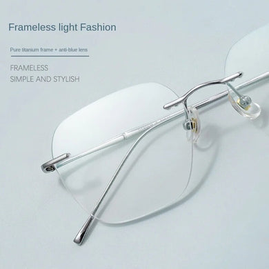 Ultralight Pure Titanium Glasses Frame Men Women Rimless Anti-Blue Light Myopia Glasses Lens Frameless Glasses Frame Wholesale