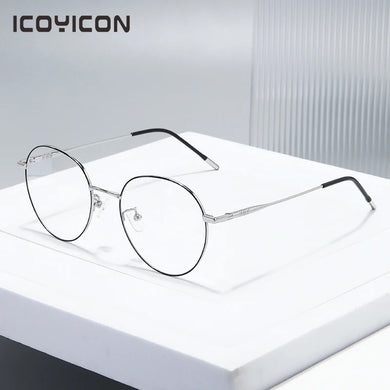 Ultralight Pure Titanium Round Glasses Frame Men Full Classic Oval Optical Prescription Eyewear   Retro Eyeglasses TA004