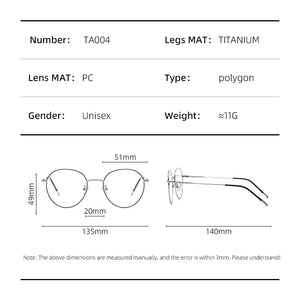 Ultralight Pure Titanium Round Glasses Frame Men Full Classic Oval Optical Prescription Eyewear   Retro Eyeglasses TA004