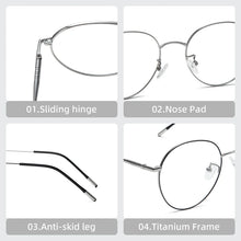 Load image into Gallery viewer, Ultralight Pure Titanium Round Glasses Frame Men Full Classic Oval Optical Prescription Eyewear   Retro Eyeglasses TA004