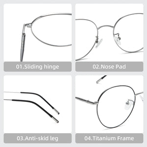 Ultralight Pure Titanium Round Glasses Frame Men Full Classic Oval Optical Prescription Eyewear   Retro Eyeglasses TA004