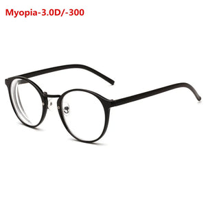 Ultralight TR90 Finished Myopia Glasses Women Men Retro Round Student Short-sighted Glasses Diopter -0.5 -1.0 -1.5 -2.0 To -6.0