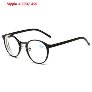 Ultralight TR90 Finished Myopia Glasses Women Men Retro Round Student Short-sighted Glasses Diopter -0.5 -1.0 -1.5 -2.0 To -6.0