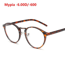 Load image into Gallery viewer, Ultralight TR90 Finished Myopia Glasses Women Men Retro Round Student Short-sighted Glasses Diopter -0.5 -1.0 -1.5 -2.0 To -6.0