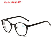 Load image into Gallery viewer, Ultralight TR90 Finished Myopia Glasses Women Men Retro Round Student Short-sighted Glasses Diopter -0.5 -1.0 -1.5 -2.0 To -6.0