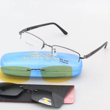 Load image into Gallery viewer, Unisex Eyeglasses Frame Optical Glasses Frame Men 2PCS Polarized Sunglasses Clip on Half Rimless Eyewear Spectacles 6019