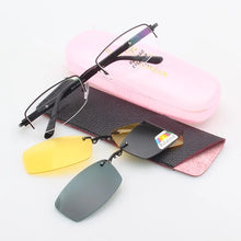 Load image into Gallery viewer, Unisex Eyeglasses Frame Optical Glasses Frame Men 2PCS Polarized Sunglasses Clip on Half Rimless Eyewear Spectacles 6019