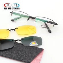Load image into Gallery viewer, Unisex Eyeglasses Frame Optical Glasses Frame Men 2PCS Polarized Sunglasses Clip on Half Rimless Eyewear Spectacles 6019