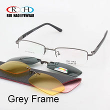 Load image into Gallery viewer, Unisex Eyeglasses Frame Optical Glasses Frame Men 2PCS Polarized Sunglasses Clip on Half Rimless Eyewear Spectacles 6019