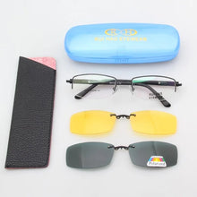 Load image into Gallery viewer, Unisex Eyeglasses Frame Optical Glasses Frame Men 2PCS Polarized Sunglasses Clip on Half Rimless Eyewear Spectacles 6019