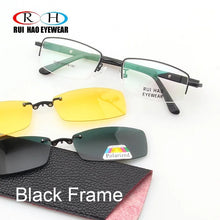Load image into Gallery viewer, Unisex Eyeglasses Frame Optical Glasses Frame Men 2PCS Polarized Sunglasses Clip on Half Rimless Eyewear Spectacles 6019