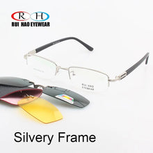 Load image into Gallery viewer, Unisex Eyeglasses Frame Optical Glasses Frame Men 2PCS Polarized Sunglasses Clip on Half Rimless Eyewear Spectacles 6019