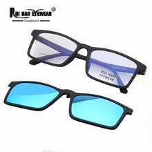 Load image into Gallery viewer, Unisex Eyeglasses Frame TR90 Rectangle Design With Polarized Clip on Sunglasses Optical Glasses Men Women Spectacles Frame 2125