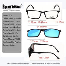Load image into Gallery viewer, Unisex Eyeglasses Frame TR90 Rectangle Design With Polarized Clip on Sunglasses Optical Glasses Men Women Spectacles Frame 2125