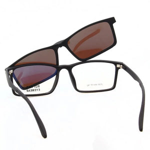 Unisex Eyeglasses Frame TR90 Rectangle Design With Polarized Clip on Sunglasses Optical Glasses Men Women Spectacles Frame 2125