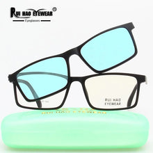 Load image into Gallery viewer, Unisex Eyeglasses Frame TR90 Rectangle Design With Polarized Clip on Sunglasses Optical Glasses Men Women Spectacles Frame 2125