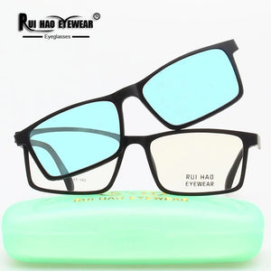Unisex Eyeglasses Frame TR90 Rectangle Design With Polarized Clip on Sunglasses Optical Glasses Men Women Spectacles Frame 2125