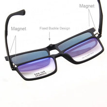 Load image into Gallery viewer, Unisex Eyeglasses Frame TR90 Rectangle Design With Polarized Clip on Sunglasses Optical Glasses Men Women Spectacles Frame 2125