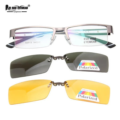 Unisex Eyeglasses Frame and 2 pcs Clip on Sunglasses  Glasses Mens Eyewear Frames Polarized Sun Glasses Clip 2013