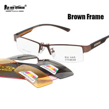Load image into Gallery viewer, Unisex Eyeglasses Frame and 2 pcs Clip on Sunglasses  Glasses Mens Eyewear Frames Polarized Sun Glasses Clip 2013