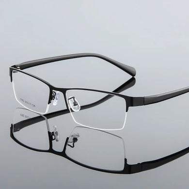 Unisex Fashion Women Men Half Rimless Metal Eyeglasses Frame Myopia Glasses Optical Eyewear Half Rim Fake Glasses Frame
