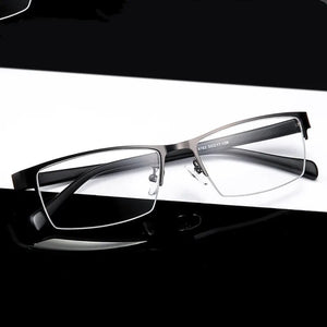 Unisex Fashion Women Men Half Rimless Metal Eyeglasses Frame Myopia Glasses Optical Eyewear Half Rim Fake Glasses Frame