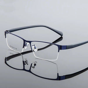 Unisex Fashion Women Men Half Rimless Metal Eyeglasses Frame Myopia Glasses Optical Eyewear Half Rim Fake Glasses Frame