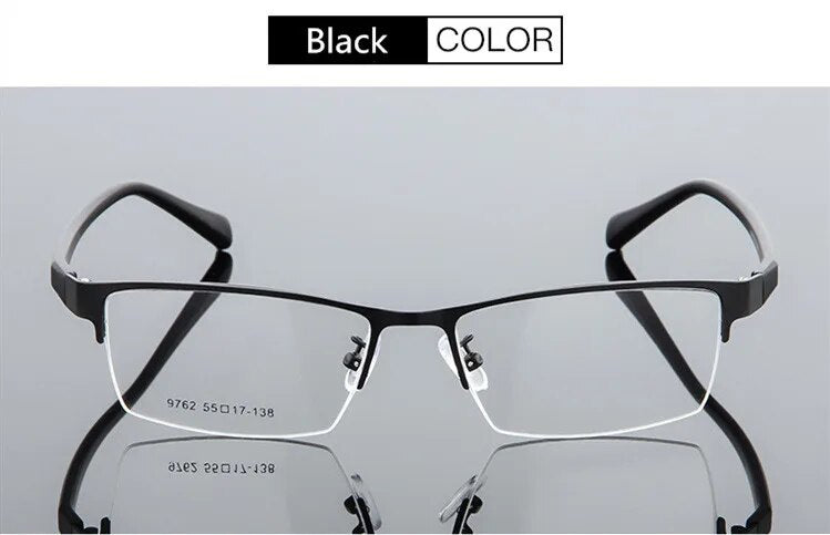 Unisex Fashion Women Men Half Rimless Metal Eyeglasses Frame Myopia Glasses Optical Eyewear Half Rim Fake Glasses Frame