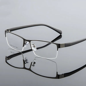 Unisex Fashion Women Men Half Rimless Metal Eyeglasses Frame Myopia Glasses Optical Eyewear Half Rim Fake Glasses Frame