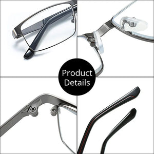 Vanlook Business Men's Reading Glasses Anti Blue Ray For Computer Half Frame Stainless Steel Presbyopic Glasses 1.0 1.5 2.0 2.5
