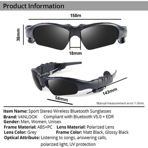 Vanlook Sport Stereo Wireless Bluetooth 5.0 Headset Telephone Driving Polarized Sunglasses/mp3 Riding Eyes Glasses With Case