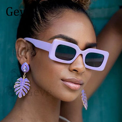Vintage 90s Rectangle Sunglasses For Women Trendy Narrow Frame Square Female Sun Glasses Small Candy Colors Shades