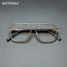 Load image into Gallery viewer, Vintage Acetate Glasses Frame Men Pilot Double Beam Prescription Myopia Eyeglasses Frame Women   Brand Spring Legs Eyewear