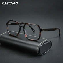 Load image into Gallery viewer, Vintage Acetate Glasses Frame Men Pilot Double Beam Prescription Myopia Eyeglasses Frame Women   Brand Spring Legs Eyewear