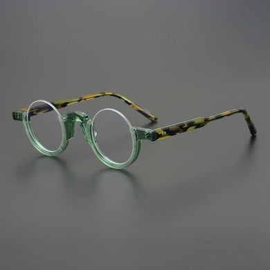 Vintage Acetate Round Glasses Frame Men Retro Half Frame Small Eyeglasses Optical Myopia Prescription Spectacles Frames Eyewear