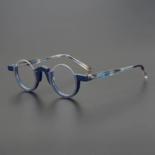 Carica l&#39;immagine nel visualizzatore di Gallery, Occhiali da vista rotondi vintage in acetato Montatura da uomo Retro Mezza montatura Occhiali da vista piccoli Miopia ottica Montature per occhiali da vista Occhiali
