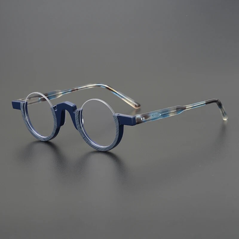 Occhiali da vista rotondi vintage in acetato Montatura da uomo Retro Mezza montatura Occhiali da vista piccoli Miopia ottica Montature per occhiali da vista Occhiali