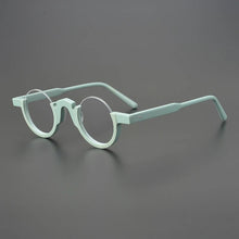 Carica l&#39;immagine nel visualizzatore di Gallery, Occhiali da vista rotondi vintage in acetato Montatura da uomo Retro Mezza montatura Occhiali da vista piccoli Miopia ottica Montature per occhiali da vista Occhiali